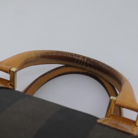 FENDI Pecan Canvas Hand Bag 2way Brown Black gold Auth th5780 - Picture 8 of 16